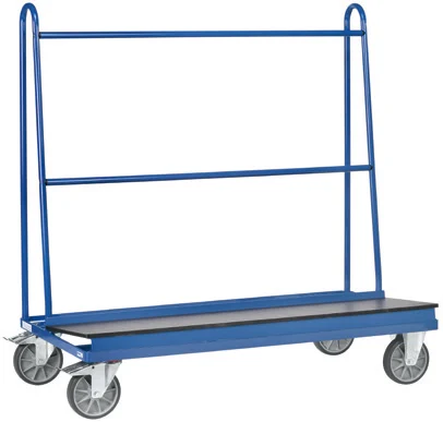 Blauer Plattenwagen mit Auflage und Bügeln, Katalogbeispiel